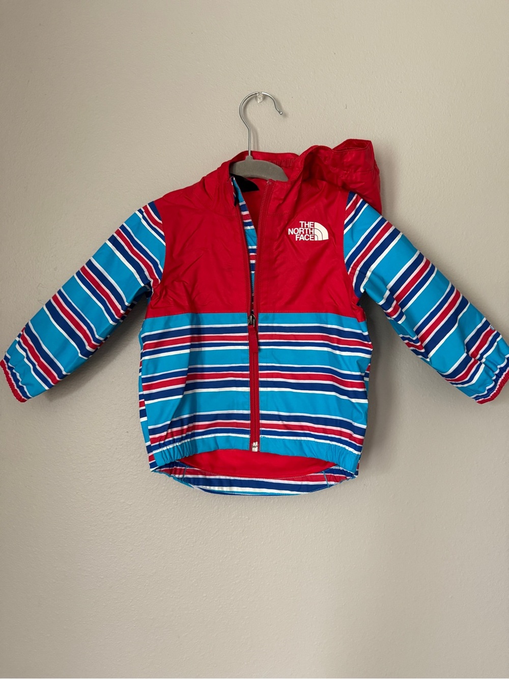 The North Face Infant Rain Jacket in Red with Gray Trim
